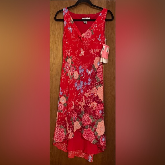 CDC Dresses & Skirts - NWT Vintage Y2K CDC Bright Red Floral Butterfly Sequin Cocktail Dress